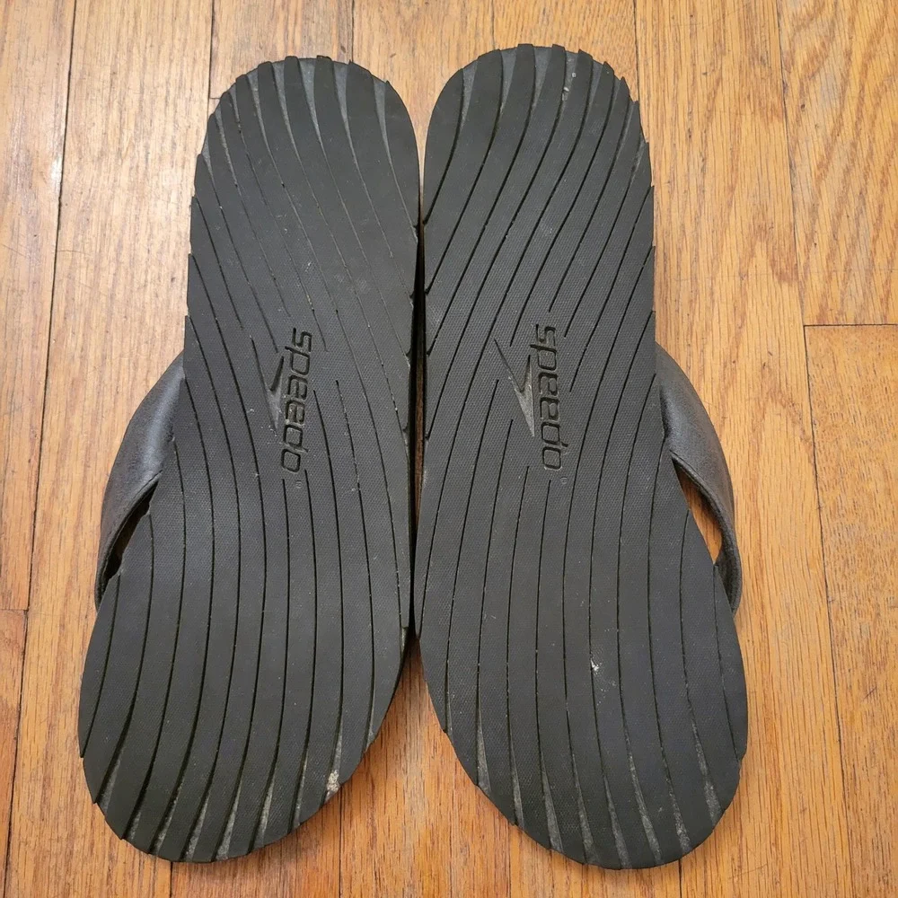 Speedo 10 Wedge Flip Flops Black Platform Thong Sandals Summer Beach Y2K